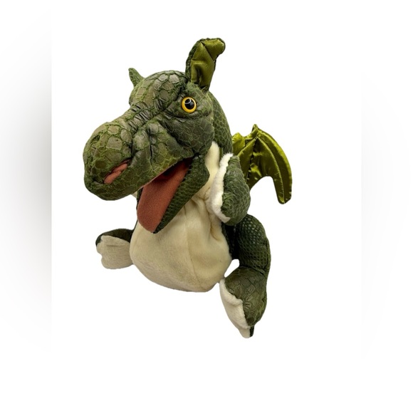 Folkmanis Baby Dragon Hand Puppet Plush Toy 9” Green Cream Stuffed - Picture 1 of 10